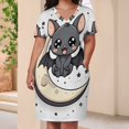 thumbnail image 4 of Cute Bat Moon Night Sky Loose Pocket Dress Dresses Summer Summer Dresses for Women, 4 of 9