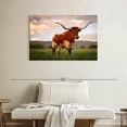 thumbnail image 2 of Elephant Stock Brown Texas Longhorn Wall Art - Horizontal Canvas Wall Art - Living Room Wall Decor - Animal Canvas - Gray And Green Decor - 39" x 26", 2 of 8