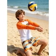 thumbnail image 4 of Aideaone 2 Piece Boys Swimsuit Set Kids Zipper Long Sleeve Rash Guard with Swim Trunks Bathing Suit Swimwear for Boys 7-12T, 4 of 6
