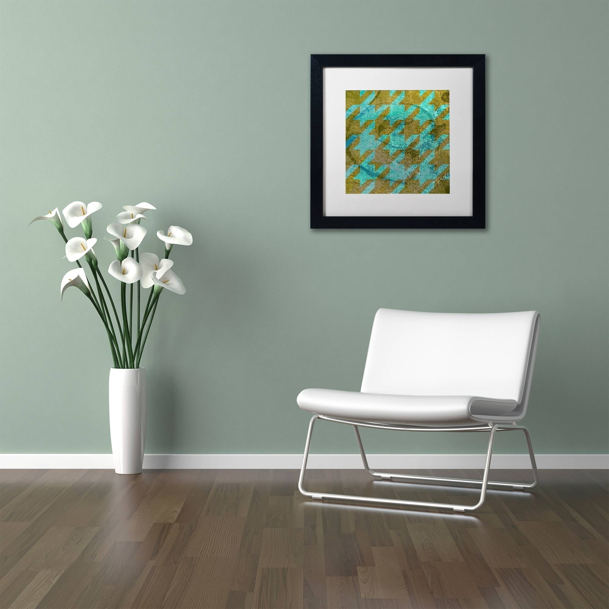 Trademark Fine Art "Houndstooth V" Canvas Art by Color Bakery White Matte, Black Frame
