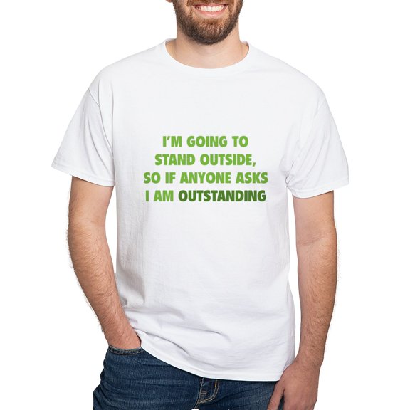 CafePress - I Am Outstanding White T Shirt - Men's White Classic Cotton T-Shirts