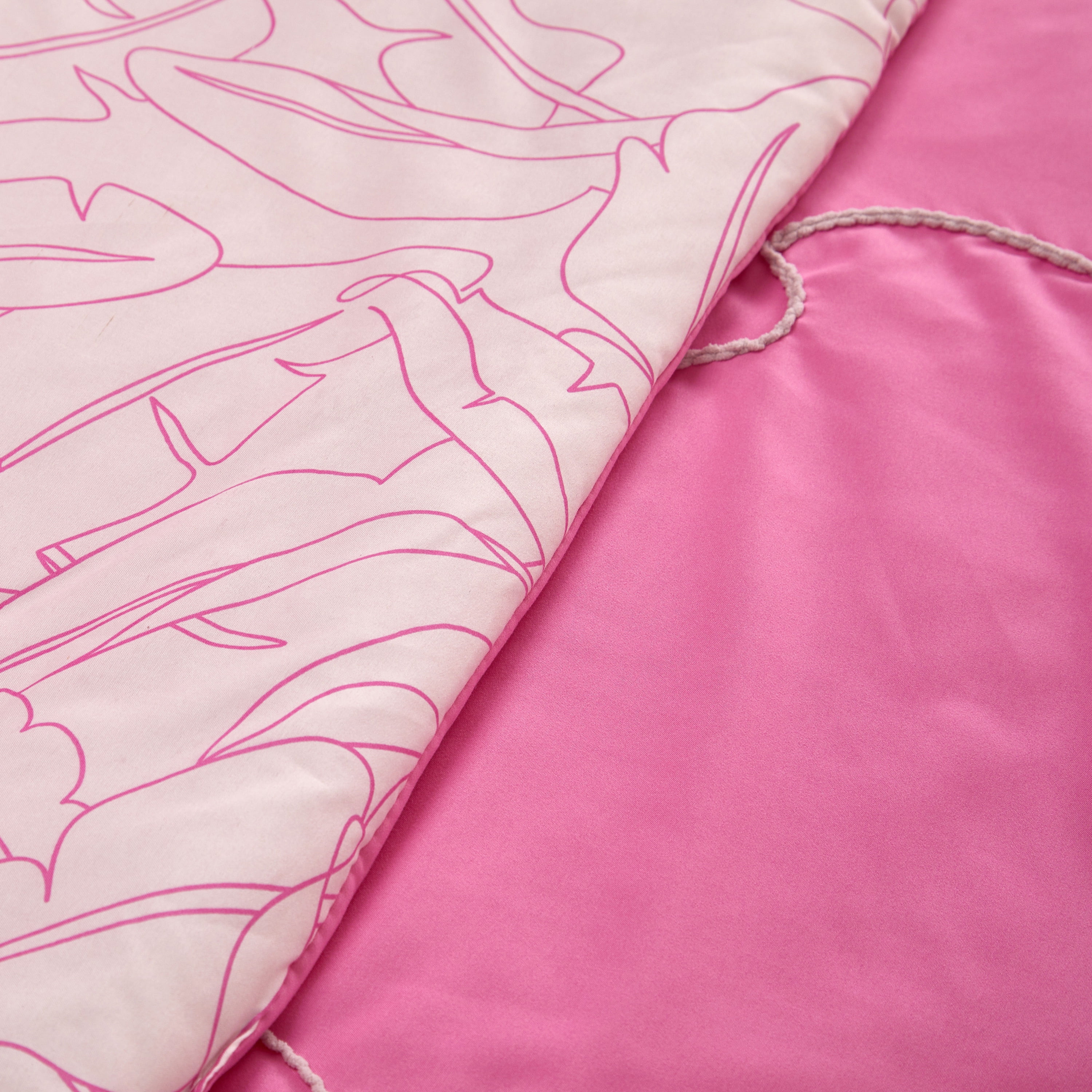 Room Revival 3-Piece Kids Comforter Set with Tufted Embroidery, Pink Flowers and Waves, Full/Queen