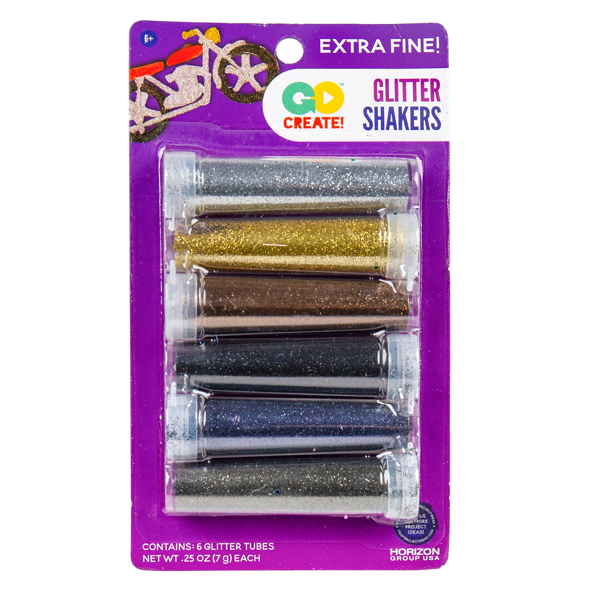 Horizon Group USA Metallic Glitter Shakers, 6 Count, .25 Oz. Each
