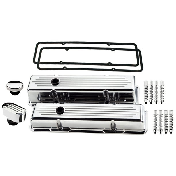 NEW BILLET SPECIALTIES SBC SHORT POLISHED ALUMINUM VALVE COVER SET WITH