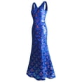 thumbnail image 3 of Angel-fashions Women's Gradient Blue Sequin Evening Dress Women's Plunging V Neck Long Mermaid Wedding Party Guest Gown Stretchy 994BE, 3 of 7