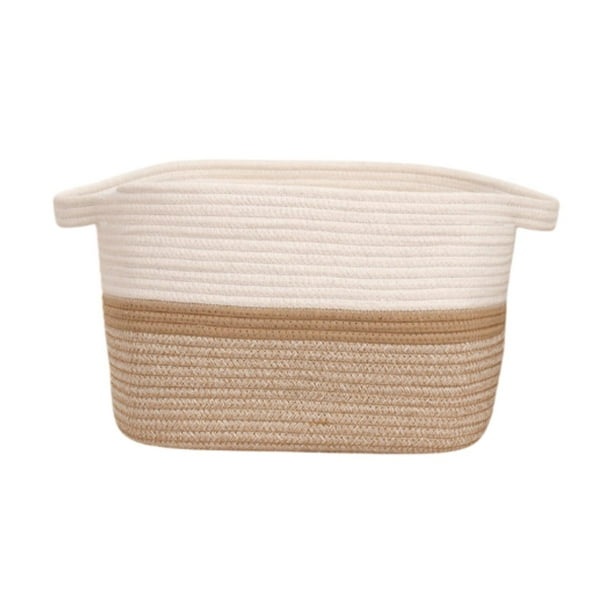 Cesta de algodón Tarcha tejida Organizador de baño Bin con mango Canasta de almacenamiento de cuerda tejida para el hogar