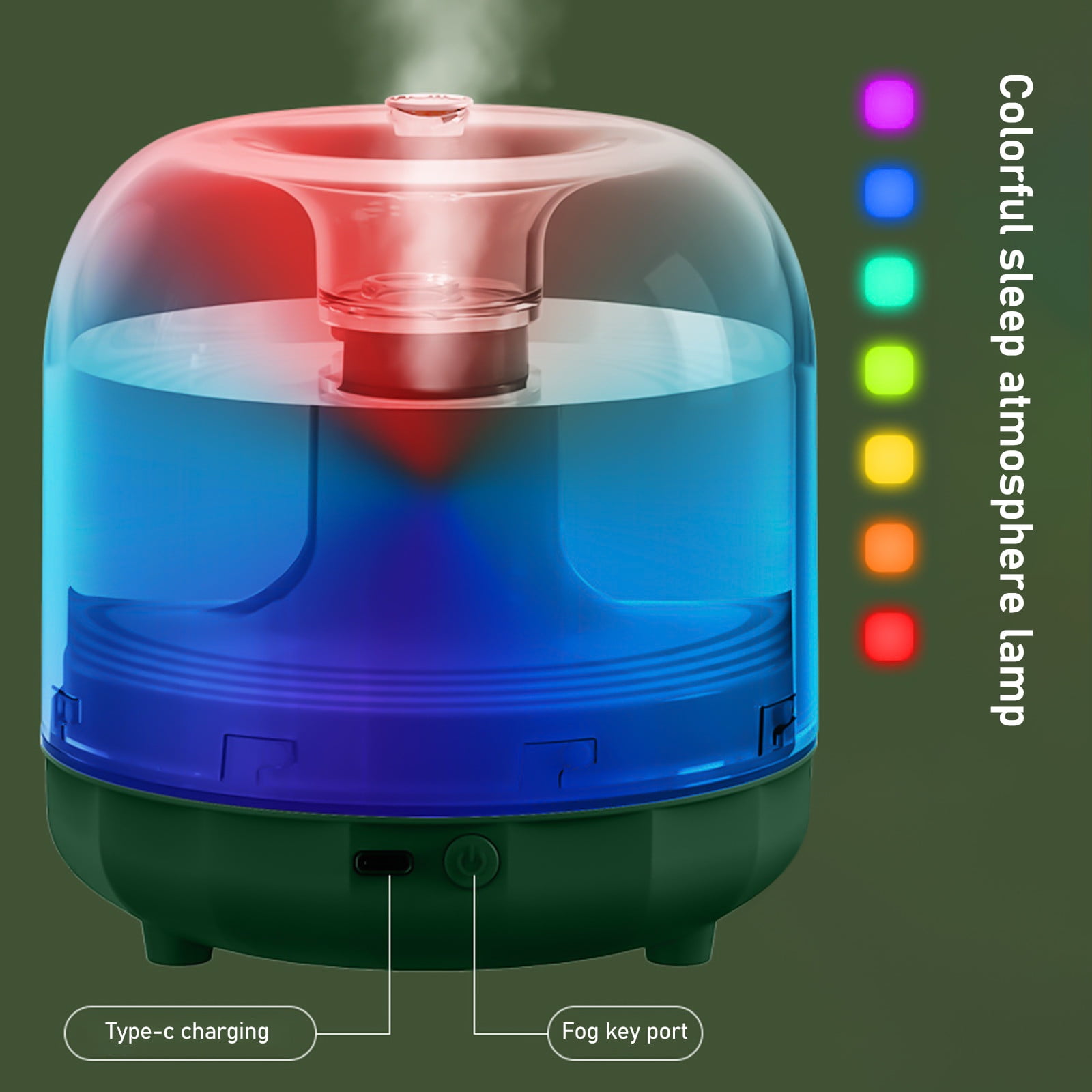 MICLOZYT Humidifier for Bedroom,500Ml Small Quiet Easy-To-Clean USB Cool Mist Humidifier (Green),Air Humidifier for Home Baby Nursery & Plants