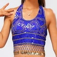 thumbnail image 2 of BYHONG Women's Sequin Tassel Tank Top Belly Dance Crop Blouse Sleeveless Sparkly Party Top for Women Dark Blue One Size, 2 of 7