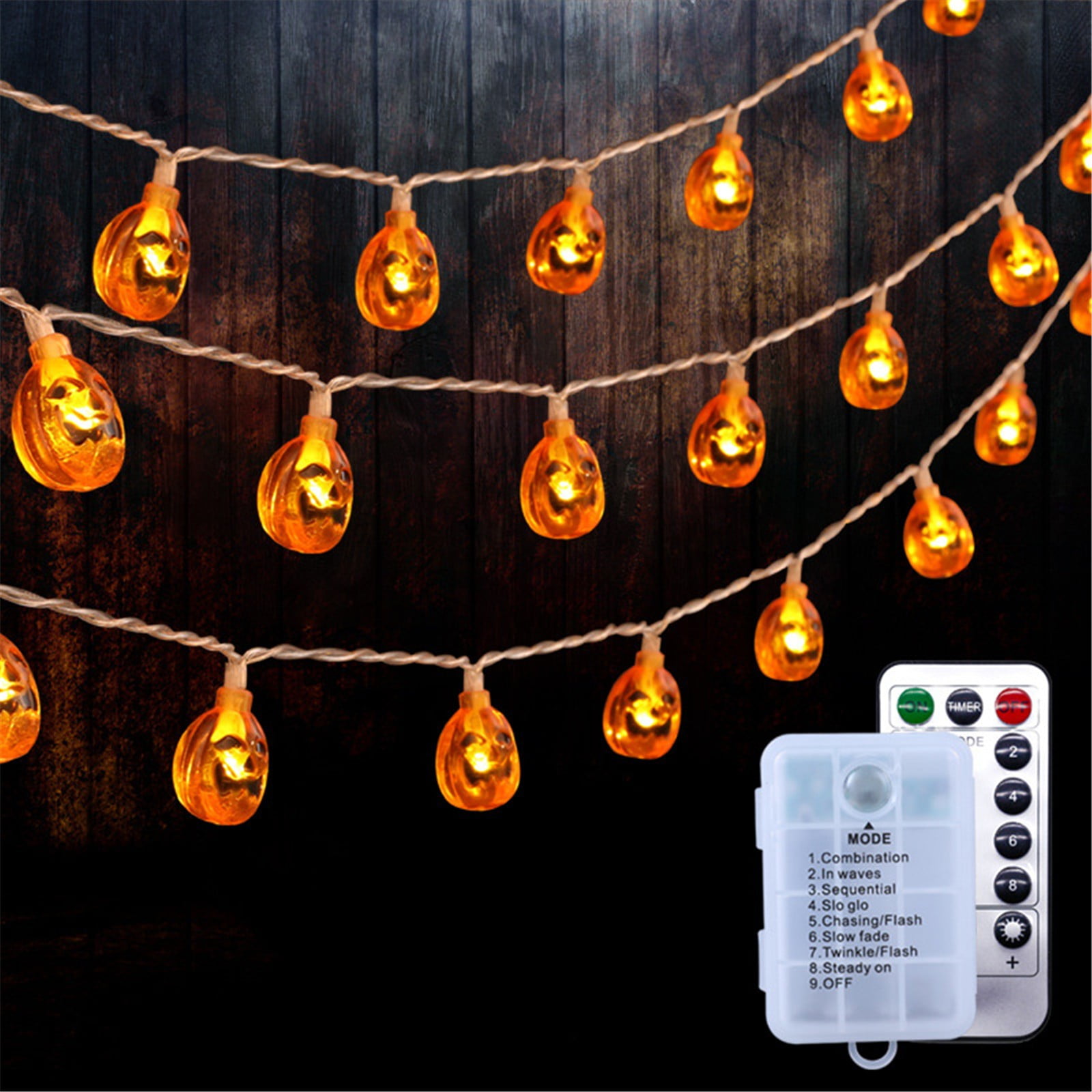 QISIWOLE Halloween String Lights, 10ft 30 LED Pumpkin Lights,8 ...