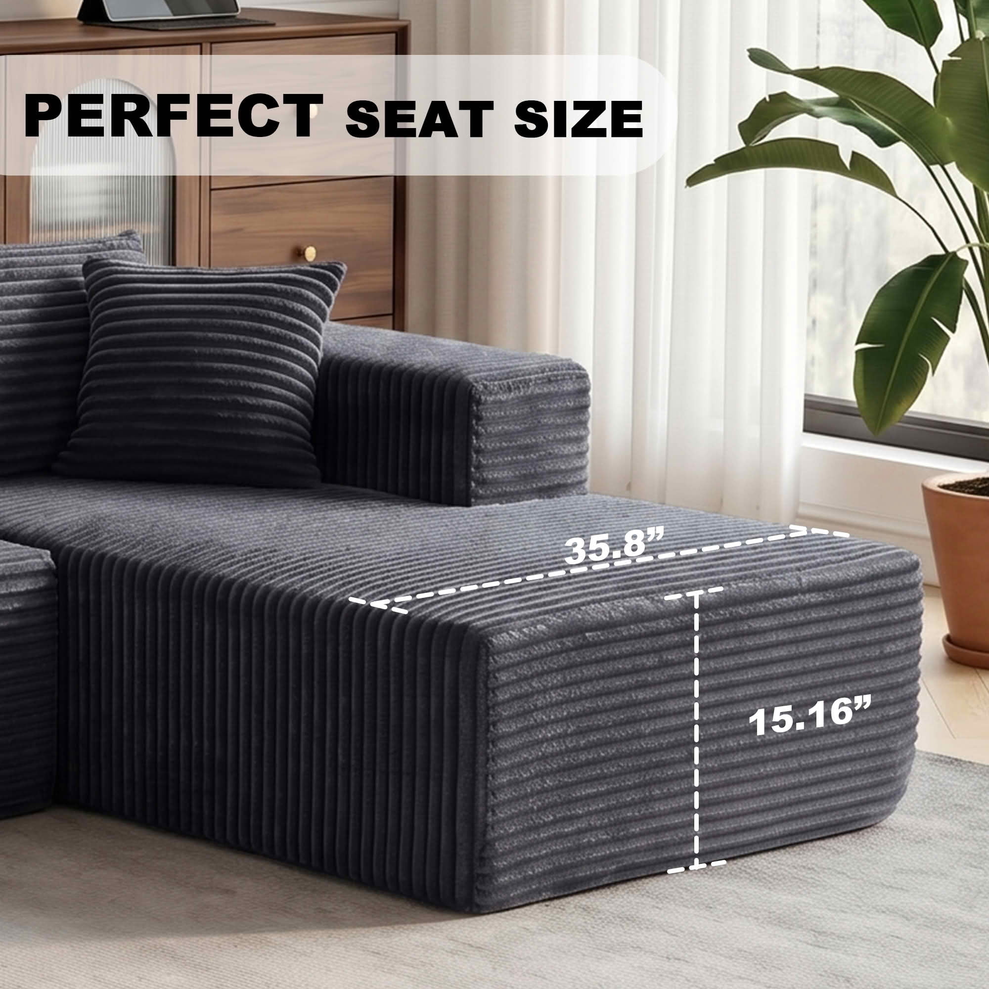 MAYEERTY 104" Cloud Sectional Couch with L-Shape Chaise, Modern Modular Sofa with Deep Seat, Upholstered Couches with Back Cushion for Living Room Bedroom, No Assembly Required