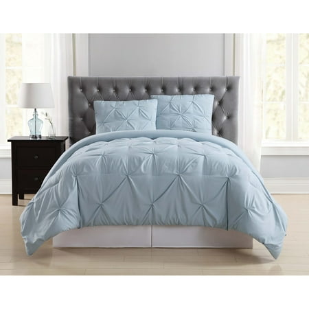 Truly Soft Everyday Pleated Comforter, Light Blue And Grey Bed Sets Canada