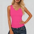 thumbnail image 2 of SYMOID Womens V-Neck Sleeveless Tank Top Soft Stretchy Breathable Basic Everyday Layering Cami Casual Slim Fit Hot Pink S-XXL,Size 2XL, 2 of 9