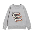 thumbnail image 2 of Retro Graphic Print Kids Sweatshirt | Warm Christmas Crewneck Pullover | Boys Girls Letter Design Top | Casual Holiday Winter Wear | Soft Lined(Grey,4-5 Years), 2 of 3