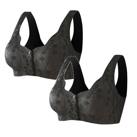 2 Pack Daisy Bra For Women Running Girl Sports Bra Comfortable Convenient Front Close Women Bras plus Size Push up Button Cotton Bras For Women Bra Set And Underwear plus Older Women No Underwire