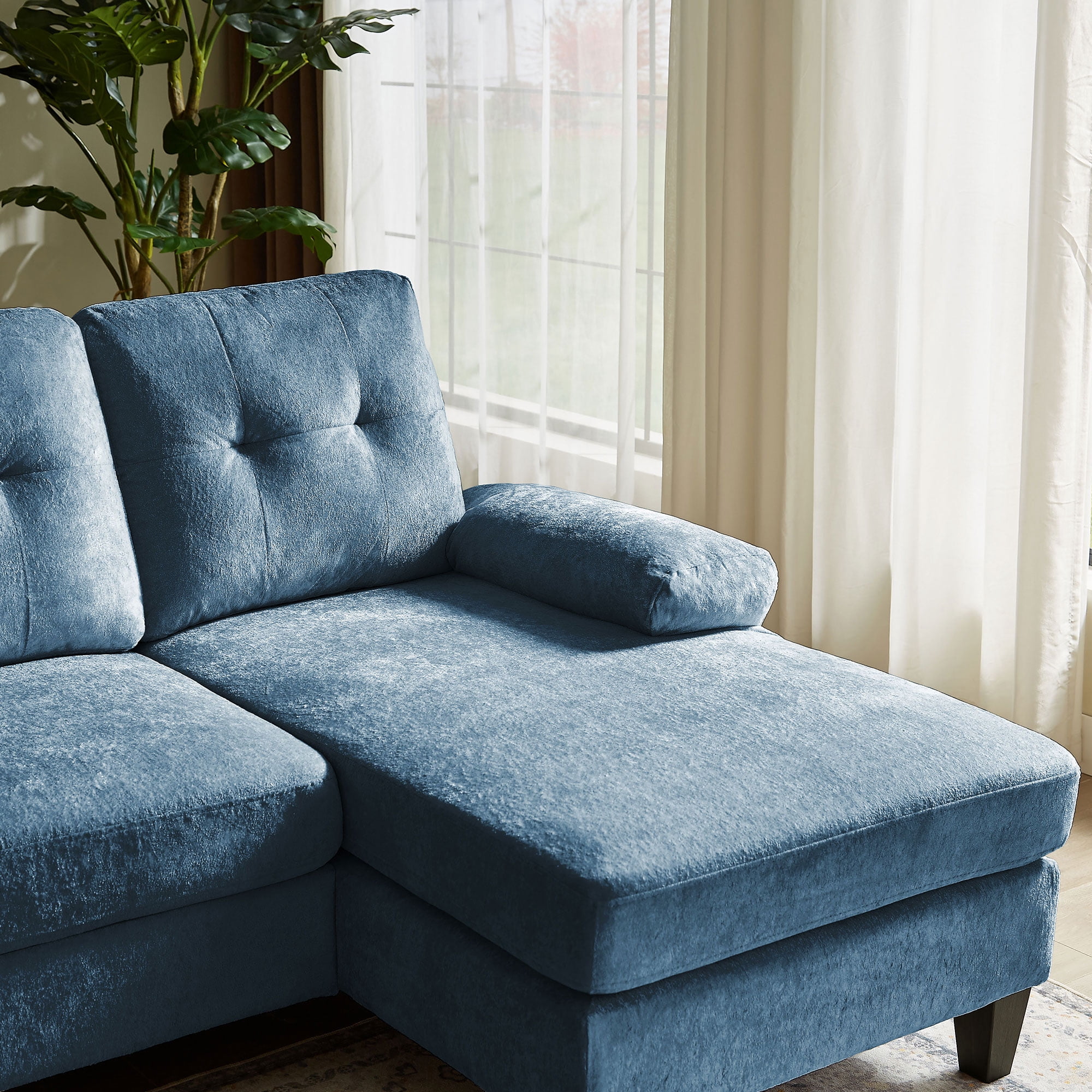 Soscana 105" Sectional Sofa U Shaped Couch with Double Chaise, Modern Chenille Sofa Oversized 4 Seater Couch for Living Room, Apartment, Office, Studio