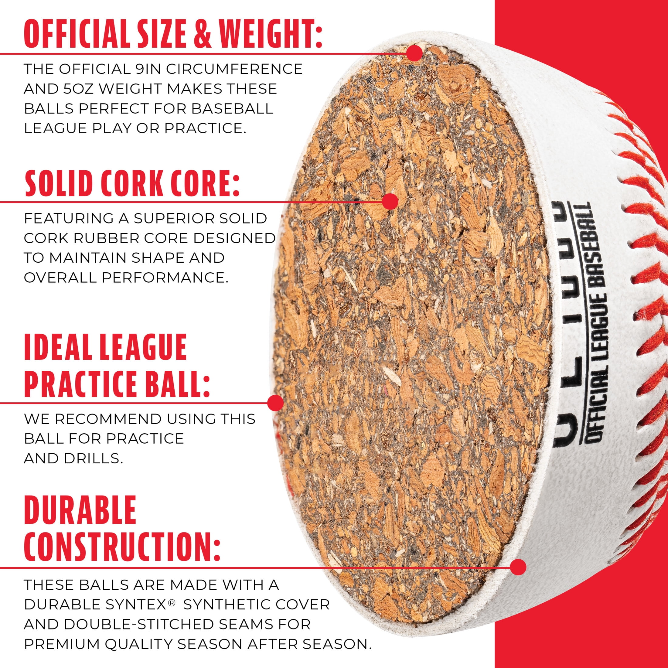 Franklin Sports OL1000 Practice Baseballs, Official Size, 9 in, 12 Pack