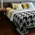 thumbnail image 3 of Catalonia Houndstooth Sherpa Fleece Throw Blanket, Cozy Fuzzy Jacquard Blanket for the Couch Bed | Fluffy Comfy Warm Heavy Throws | Comfort Caring Gift, Black Dente, 50x60 inches, 3 of 7