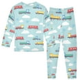 thumbnail image 2 of FORMRS Long Sleeve Top and Pants Pajama Set for Niños 2-Piece Sleepwear, Sizes 18M-8Y, Blue Trains Pattern, 2 of 6