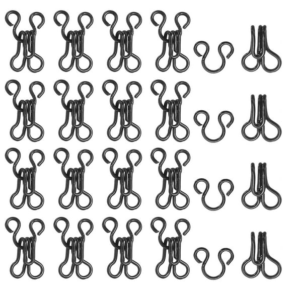 Uxcell Sewing Hooks and Eyes, 12mm Covered Hook Eye Sewing Closure Fasteners Sew on Snaps for Bra Clothing Replacement Trousers (100 Pack, Dark Black)