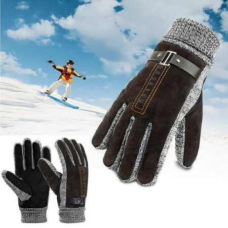 Vbiger Men Winter Gloves Warm Outdoor Gloves Full-finger Cycling Gloves Cold Weather Gloves, Brown