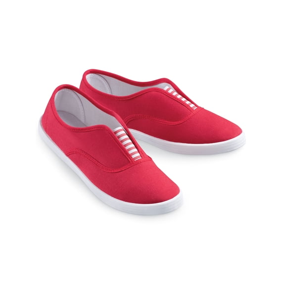 Collections Etc Classic Easy-to-Wear Striped Slip-on Sneakers