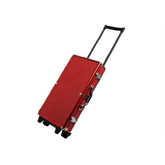 White Swan Mah Jongg Set Wheeled Aluminum Case (White Tiles Pusher Arms) American Mahjong Game Set, Red