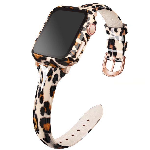 Compatible for Apple Watch Bands with Case 38mm 40mm, Non-Fade Slim Genuine Patent Leather Wristband for Women Apple iWatch Series Se/6/5/4/3/2/1,