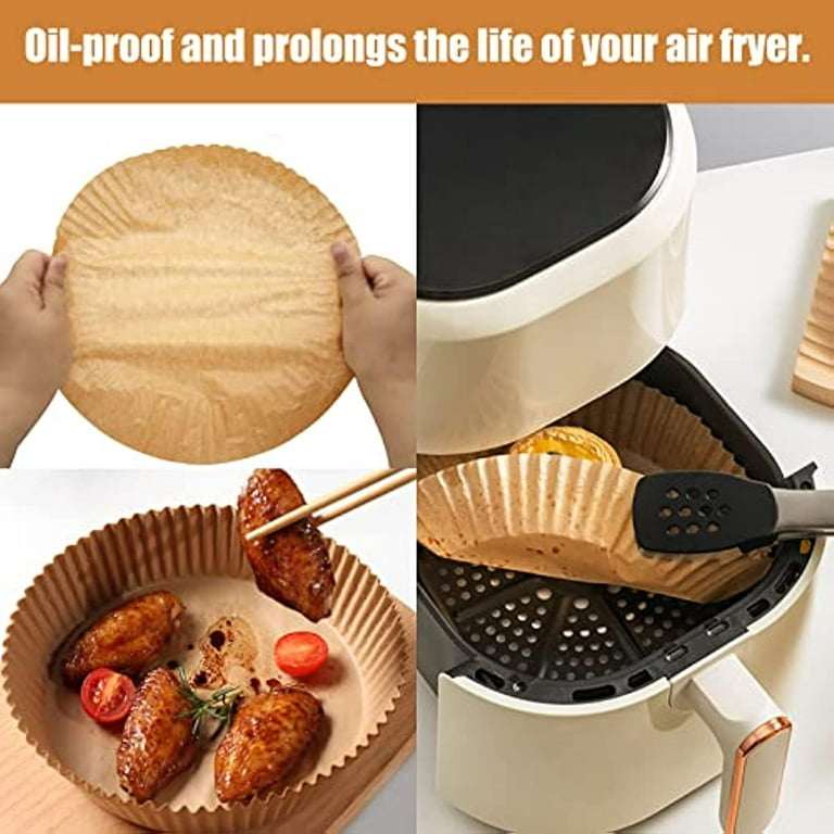 Air Fryer Disposable Paper Liner, 120 Pcs, Non-stick Parchment Frying,  Baking, Cooking, Roasting and Microwave - Unbleached, Oil-proof, 6.3-inch