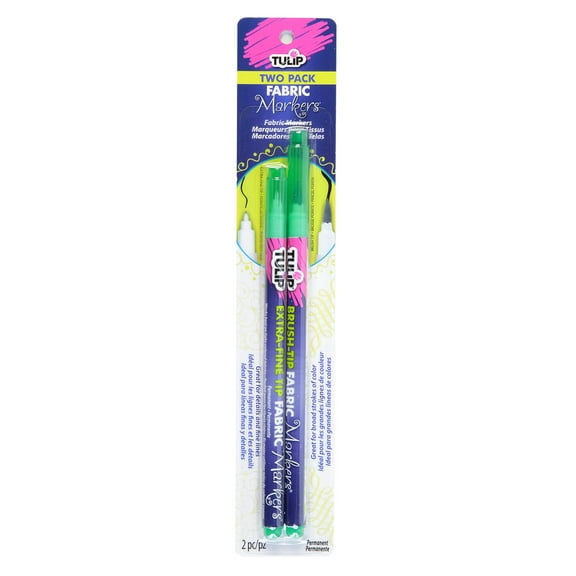 Tulip Fabric Marker Brush/Extra Fine Green 2pc