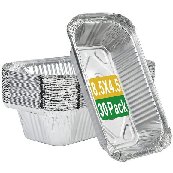 Treamon Aluminum Pans, Disposable Foil  Cake Pans, 8.5" x 4.5" 30 Count