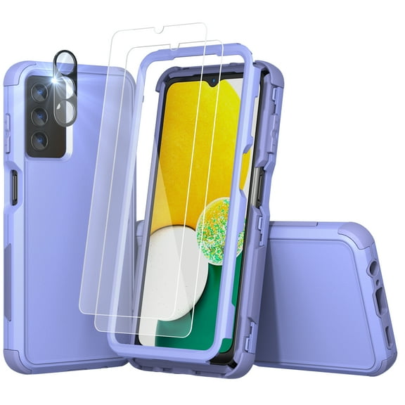 NIFFPD Galaxy A13 5G Case with Screen Protector Camera Lens Protector Shockproof Drop Protection Cover for Samsung Galaxy A13 5G Light Purple