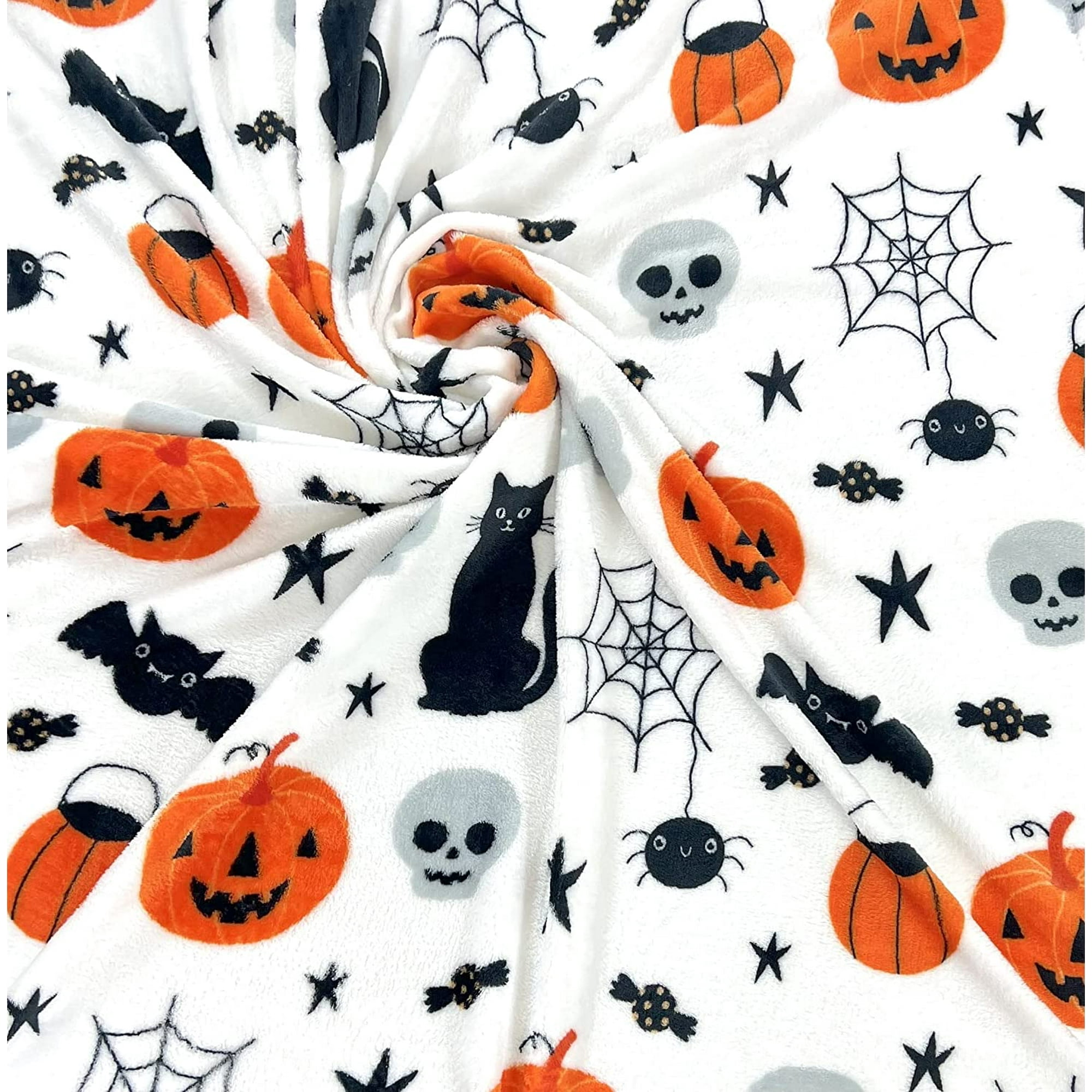 Halloween Blanket Throw Fuzzy Boo Jack O Lantern Spider Webs Skull and Black Cats Print on Velvet Fleece for Sofa Bed Couch Chair Dorm Walmart