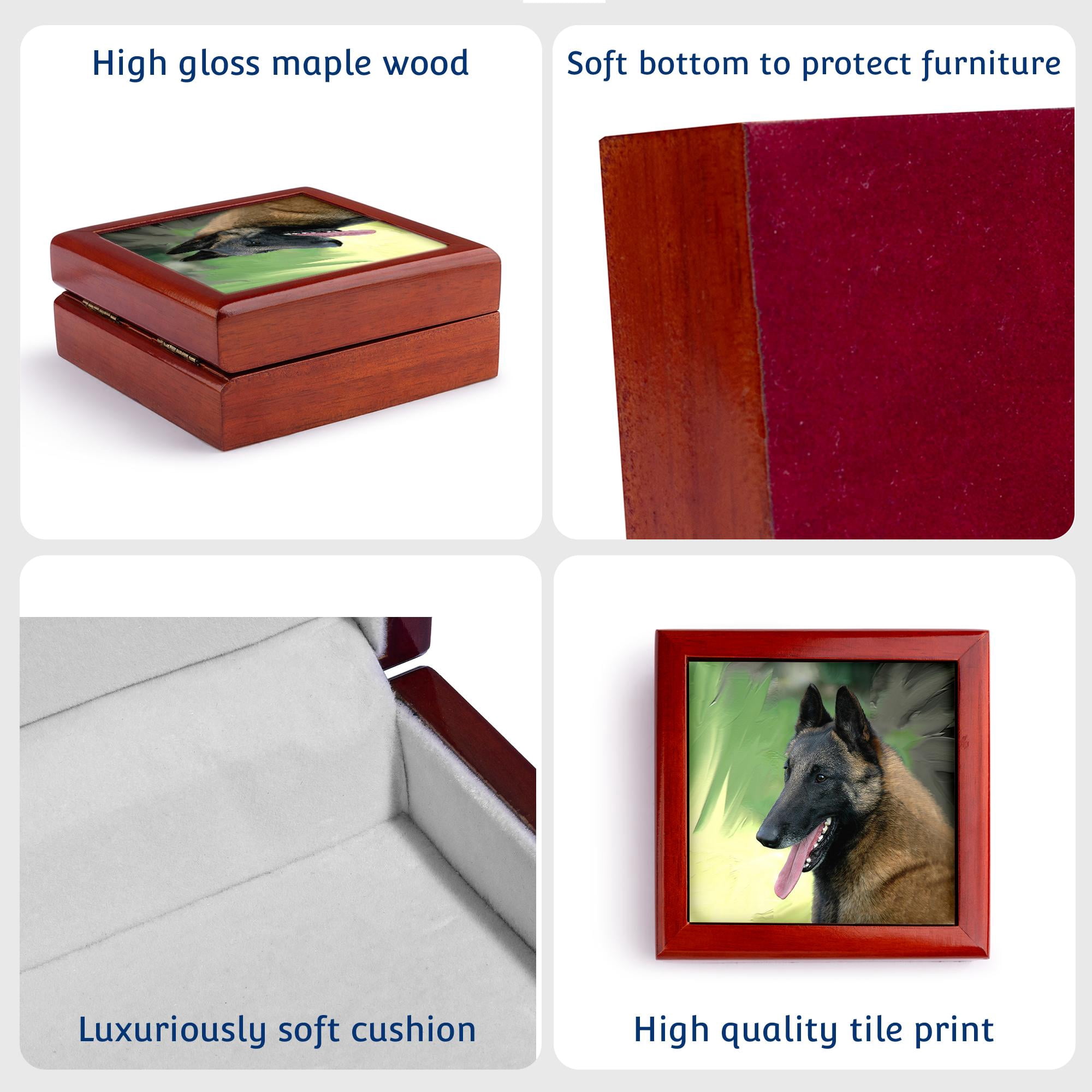 3dRose, Belgian Malinois Portrait, Jewelry Box 5.5x5.5 inch with 4 inch tile