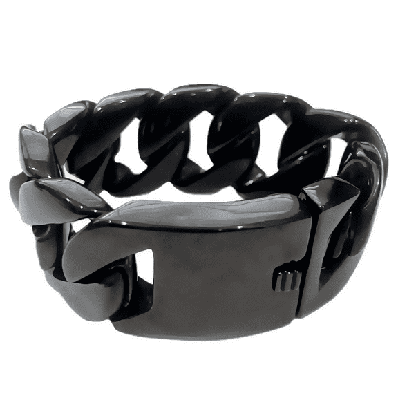 Men's Huge Black Bracelet 316L Stainless Steel Heavy Cuban Link 8.5" 30MM Thick