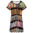 thumbnail image 3 of Bookworm Antique Book Library Vintage Book Shelf Sundress Short Sleeve Dress Summer Women Clothes Dress for Women Dresses, 3 of 7