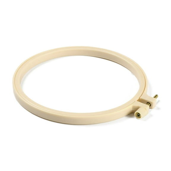 5 pc Plastic Embroidery Hoops Imitation Bamboo Circle Cross Stitch Hoop Ring with Iron Screw for Embroidery and Cross Stitch Antique White 17.5x16x1cm