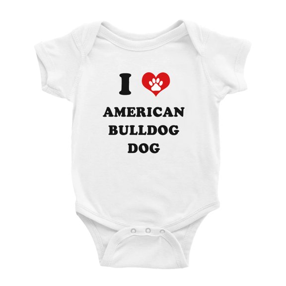 I Heart American Bulldog Dog Funny Cute Baby Clothes (White, 18-24 Months)