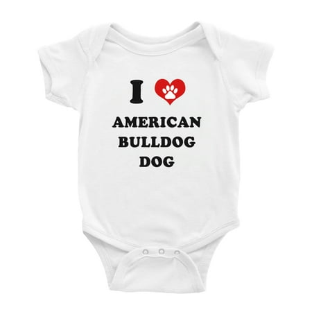 

I Heart American Bulldog Dog Funny Cute Baby Clothes (White 18-24 Months)