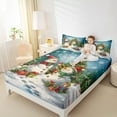 thumbnail image 4 of jejeloiu Cartoon Xmas Snowmen Full Size Sheets,Christmas Gifts Bed Sheets,Happy New Year Sheet Sets For Girls,Microfiber Bedroom Decor,4 Pieces, 4 of 7