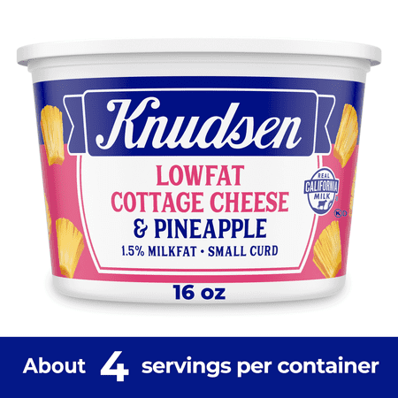 Knudsen Lowfat Small Curd Cottage Cheese & Pineapple with 1.5% Milkfat, 16 oz Tub