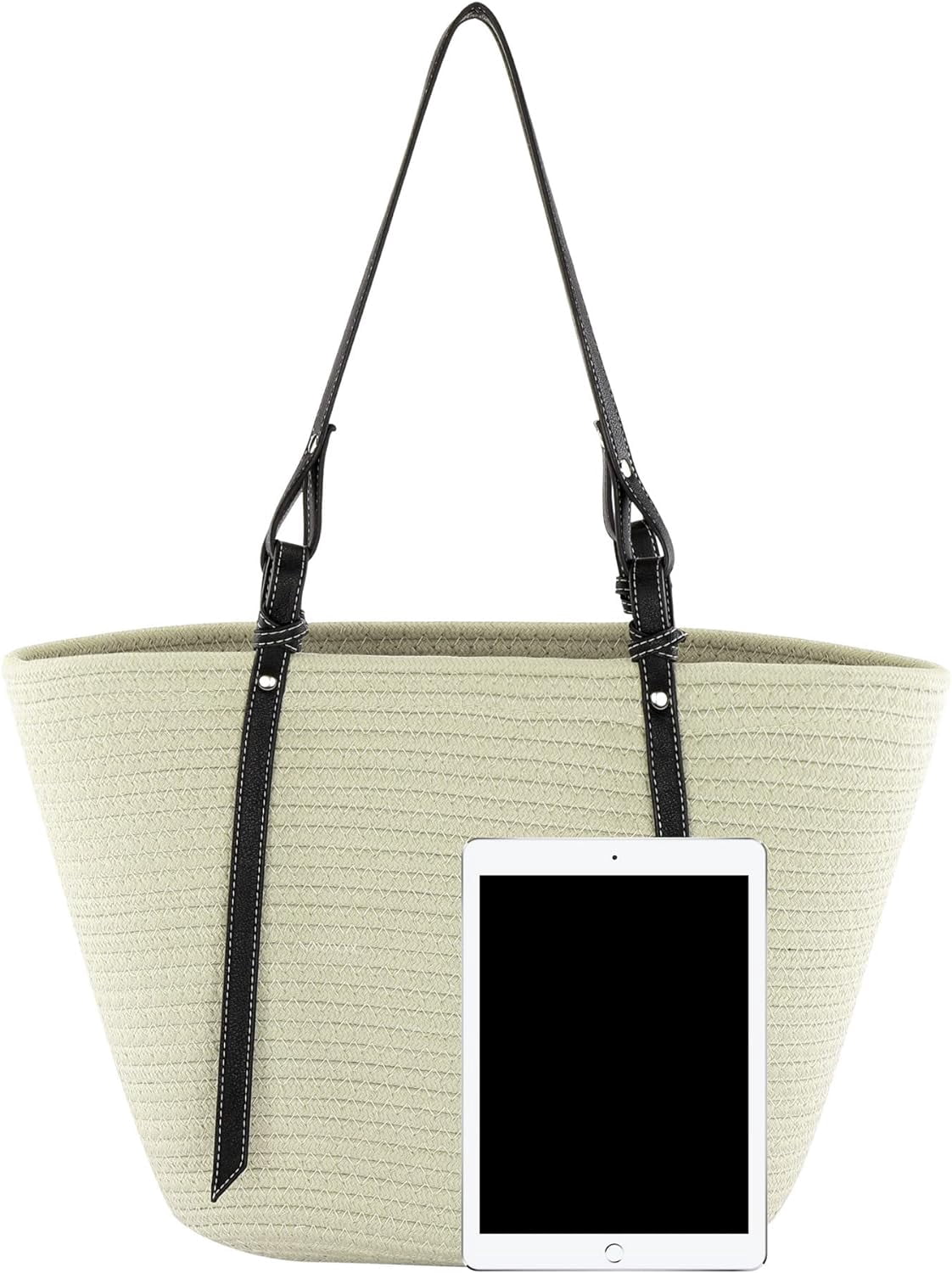 Kukuzhu Women Large Beach Tote Shoulder Handbag Summer Beach Cotton Crochet Handwoven Weaving Shoulder Purse Bag