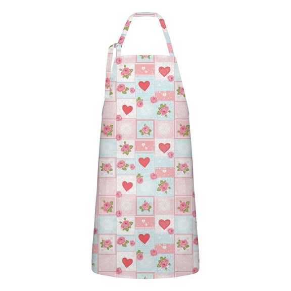 Pioneer Flower Floral Print Pattern Apron for Women and Men, Cotton Linen Waterproof with Pockets, Adjustable, 33x27 Inch for Kitchen, Gardening, BBQ, Salon