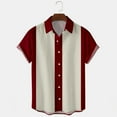 thumbnail image 4 of Jinhomg Men's Retro Bowling Shirts 50S Vintage Button Down Lapel Collar Shirts Casual Loose Color Block Short Sleeve Hawaiian Shirts Sales Today Wine M, 4 of 5