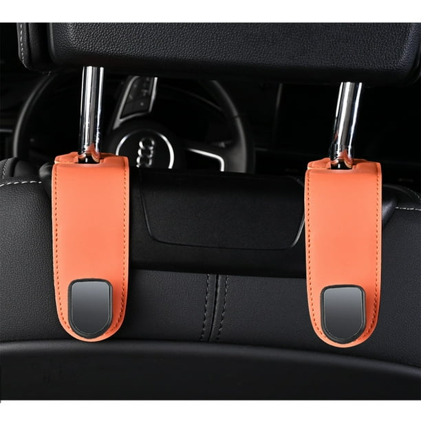 Organizador de Ganchos para El Respaldo Del Asiento Del Coche | Ganchos de Cuero de Ante para Guardar La Compra, Bolsos y Sombreros | Diseño Plegable Universal para Todos Los Vehículos (Paquete de 1)