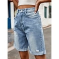 thumbnail image 2 of OYYN Women's Jean Shorts Y2K High Waist Baggy Wide Leg Denim Shorts Rolled Cuff Distressed Jorts for Summer Streetwear, 2 of 6