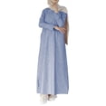 thumbnail image 1 of Vestido de manga larga Prolriy para mujer, vestido musulmán Abaya, vestido de oración, caftán largo con hiyab, vestido maxi de Dubái, vestidos de mujer, azul S, 1 of 5