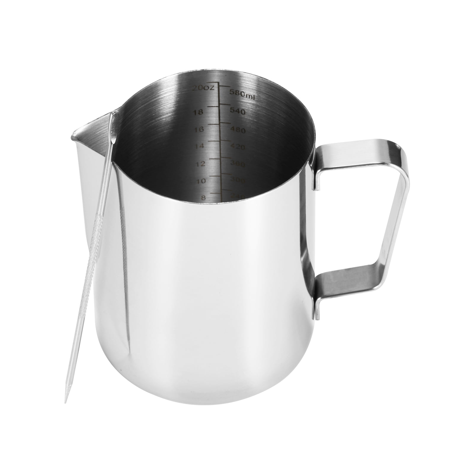 600 ml Stainless Steel Coffee Milk Cup Milk Pitcher Conical Jug Cup with Lid Tebery Milk Frothing Pitchers 20 oz 