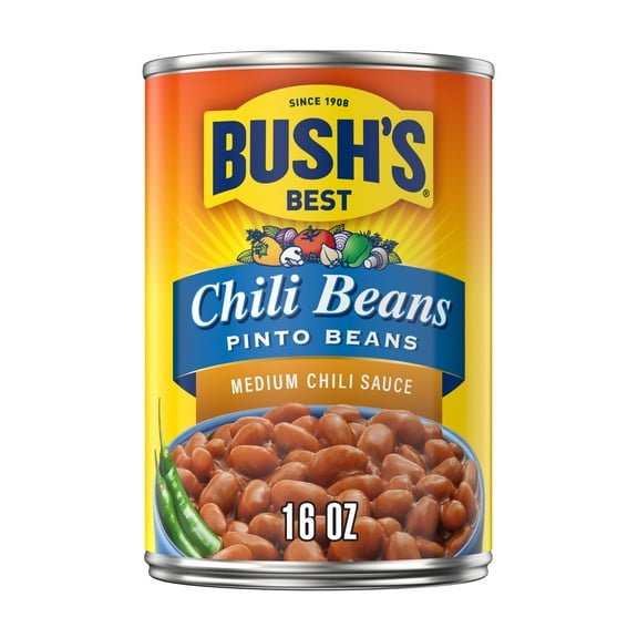 Bush's Chili Beans, Canned Pinto Beans in Medium Chili Sauce, 16 oz Can