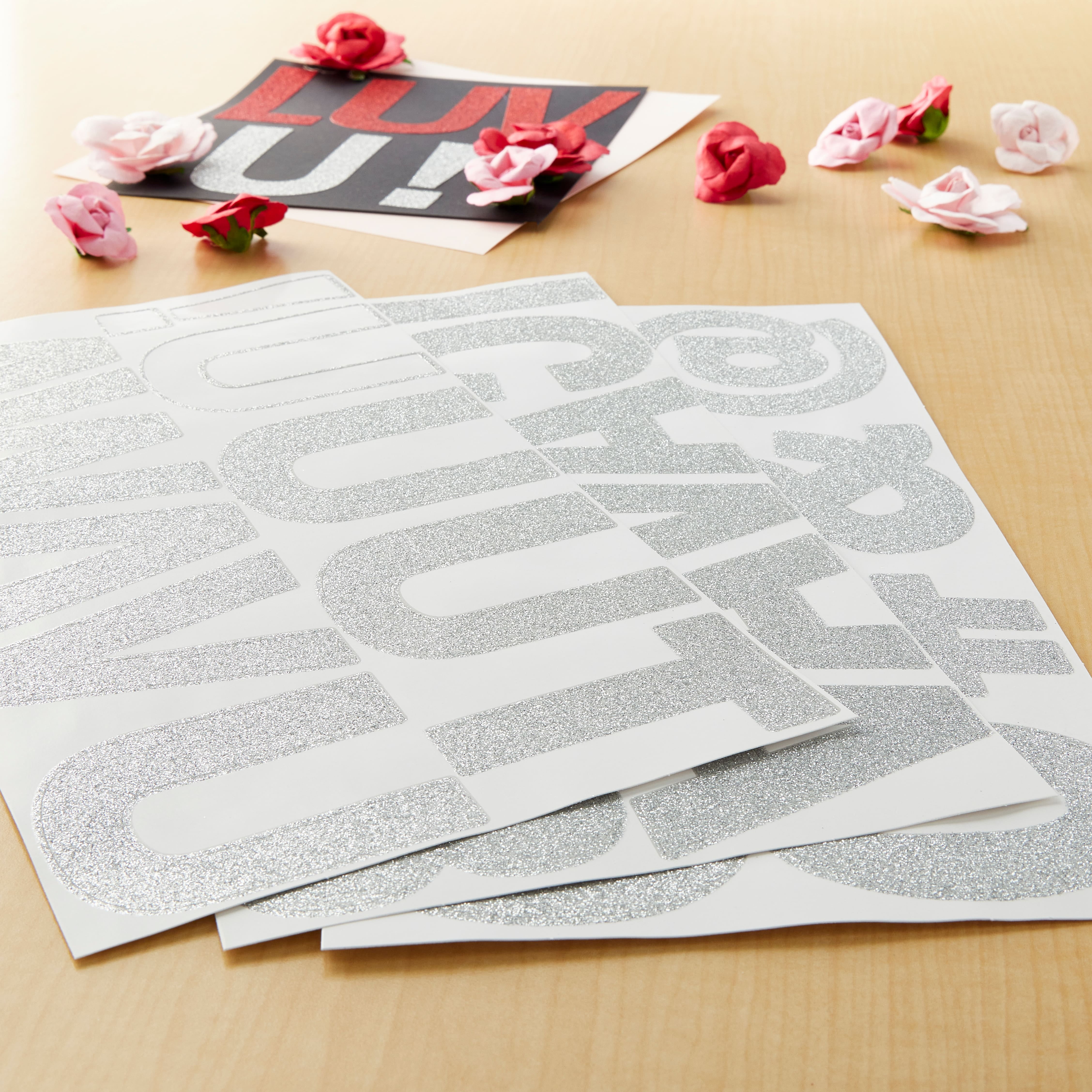 Recollections 3.25" Silver Glitter Alphabet Stickers, 12 Pack