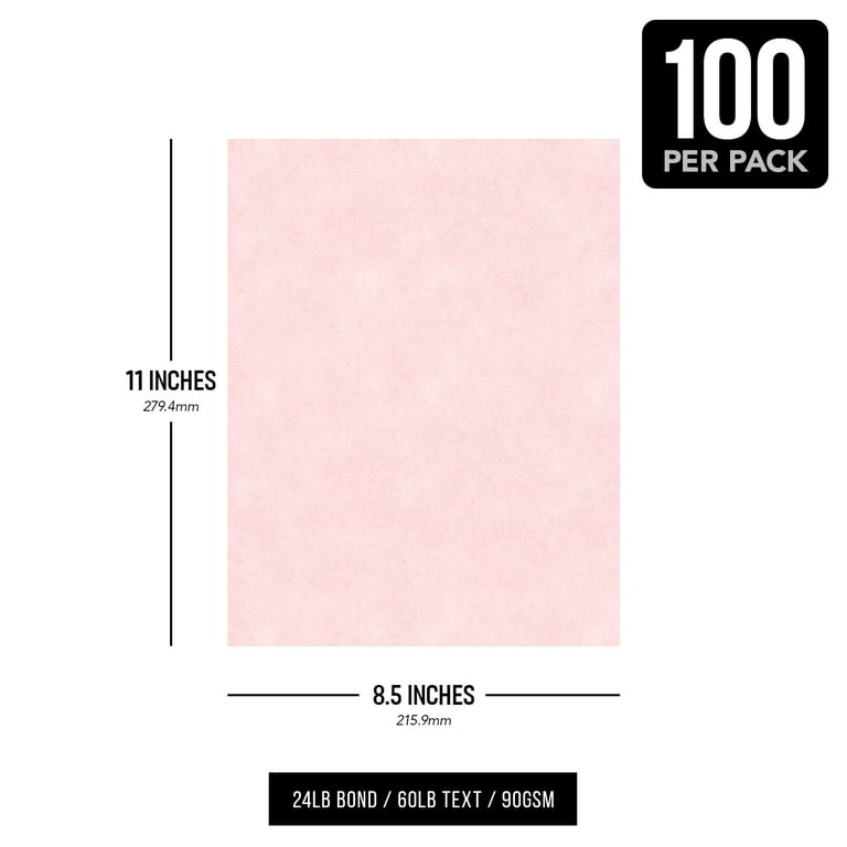 Pink Ice 8.5 x 11 Stationery Parchment Colored Regular Papers, Color Paper | 1 Ream of 100 Sheets